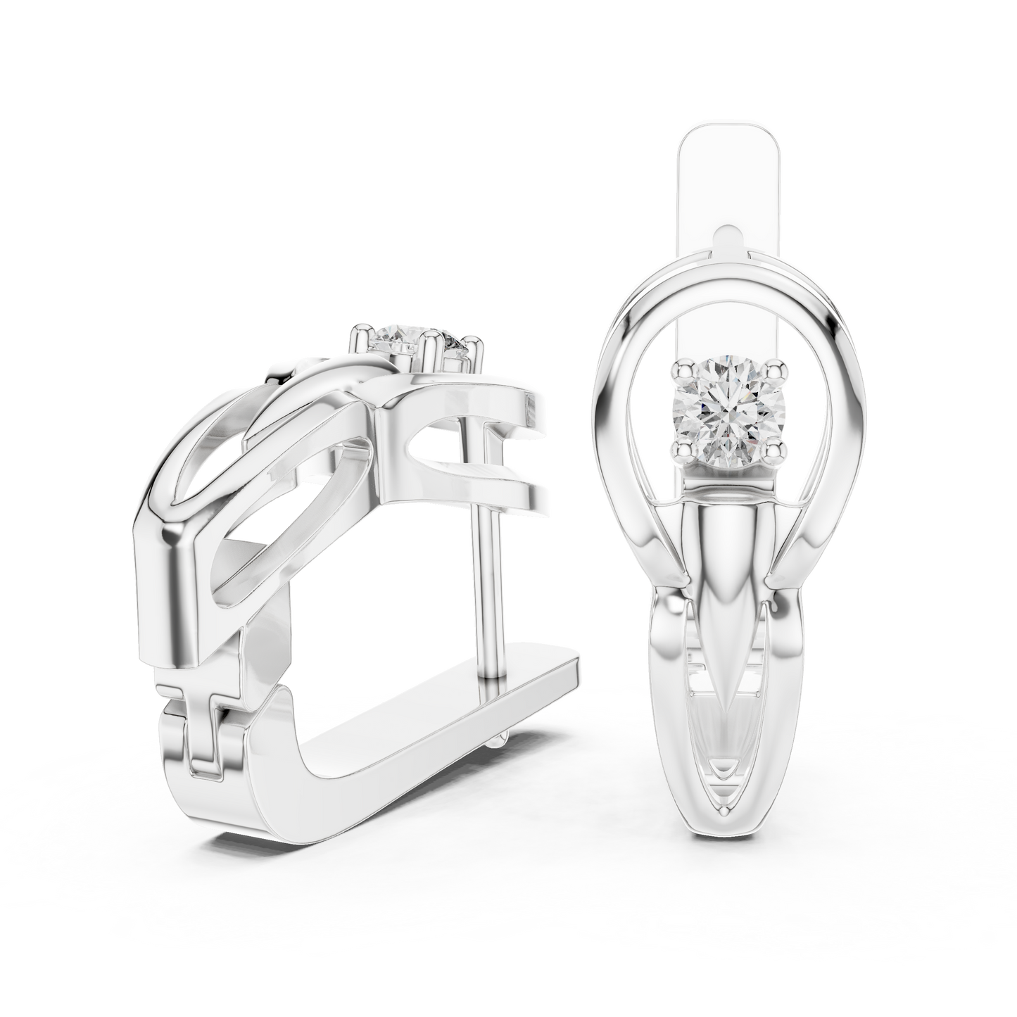 Unique Round Lab Grown Diamond Leverback Huggie Earrings