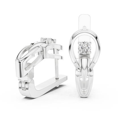 Unique Round Lab Grown Diamond Leverback Huggie Earrings