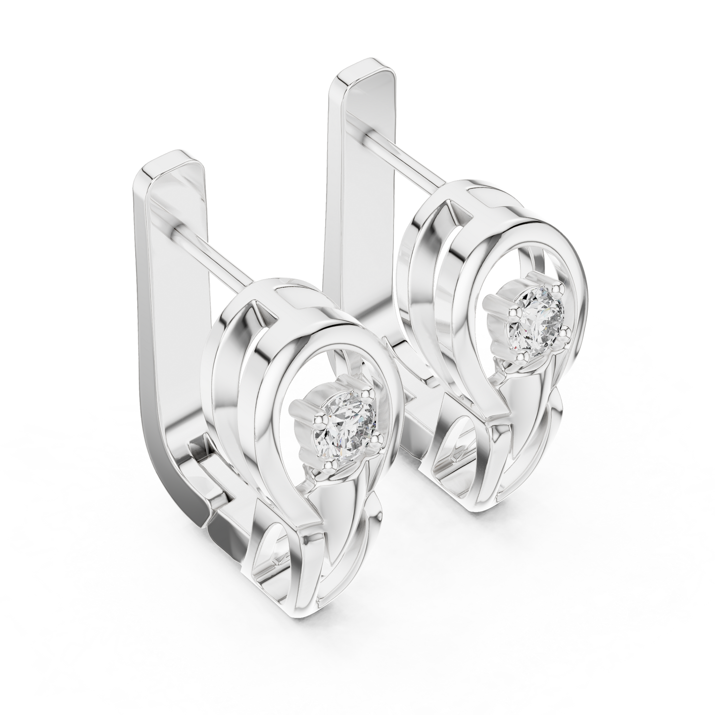 Unique Round Lab Grown Diamond Leverback Huggie Earrings