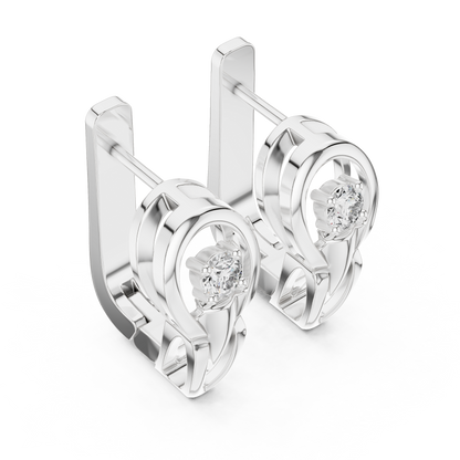 Unique Round Lab Grown Diamond Leverback Huggie Earrings