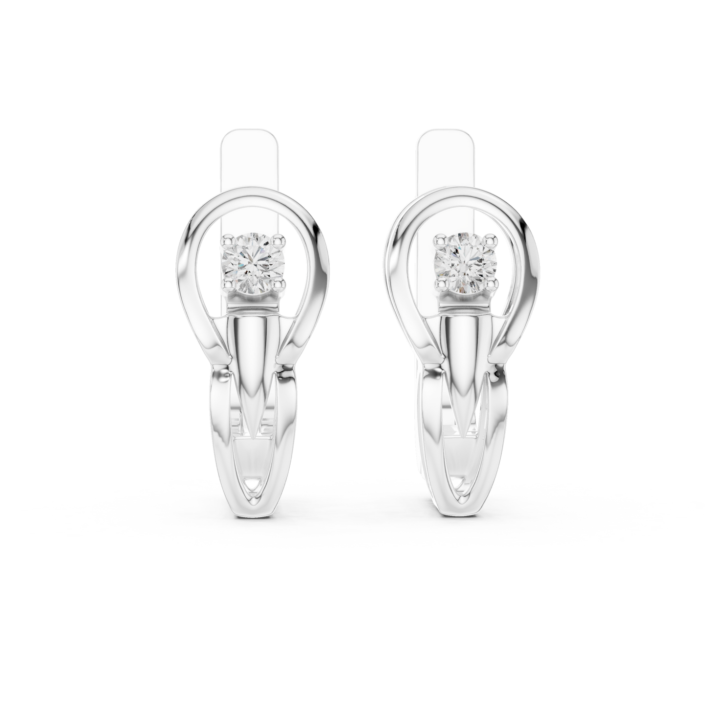 Unique Round Lab Grown Diamond Leverback Huggie Earrings