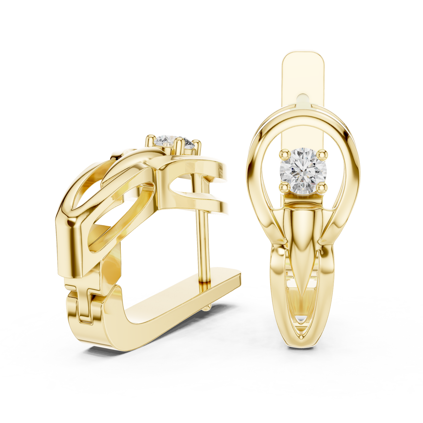 Unique Round Lab Grown Diamond Leverback Huggie Earrings