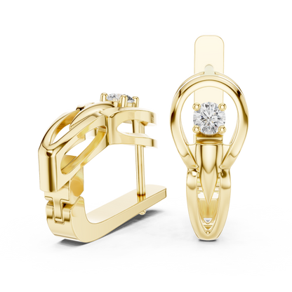 Unique Round Lab Grown Diamond Leverback Huggie Earrings