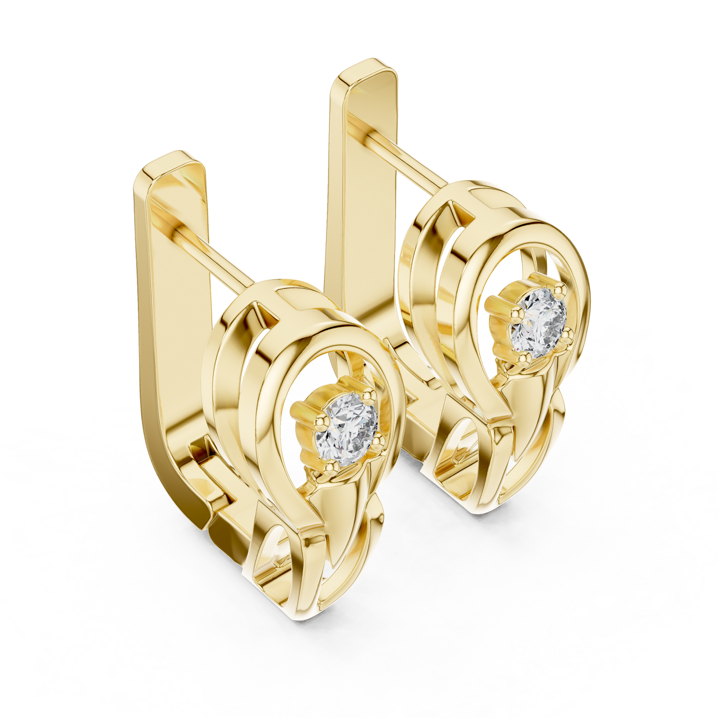 Unique Round Lab Grown Diamond Leverback Huggie Earrings