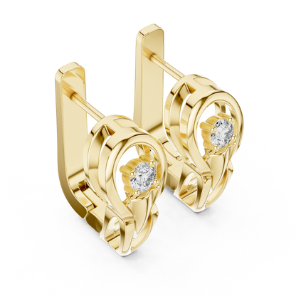 Unique Round Lab Grown Diamond Leverback Huggie Earrings