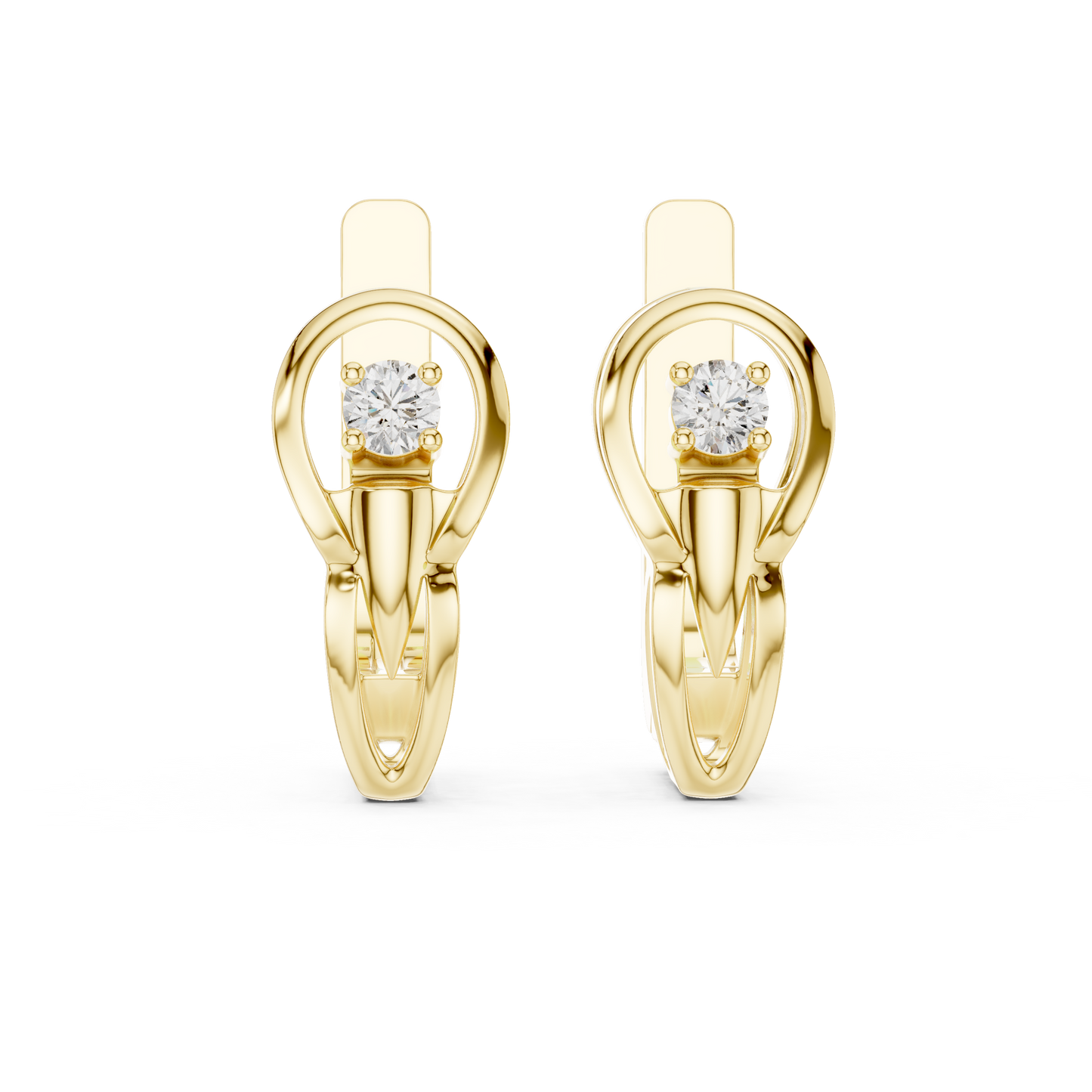 Unique Round Lab Grown Diamond Leverback Huggie Earrings
