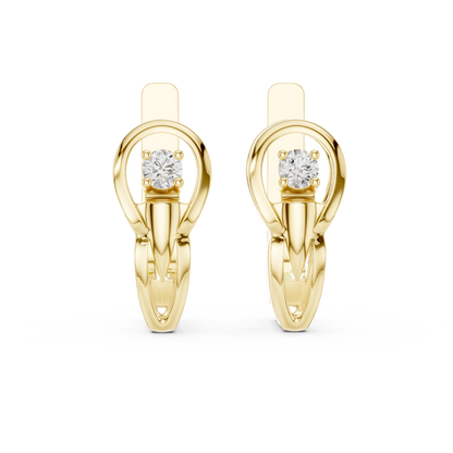Unique Round Lab Grown Diamond Leverback Huggie Earrings