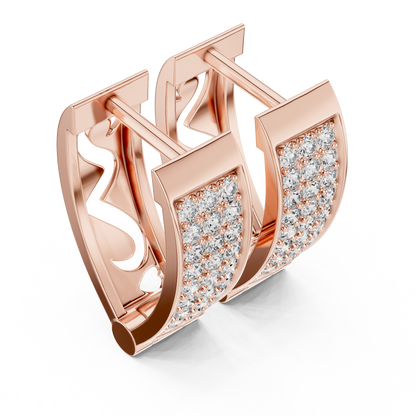 Triple Row Pave Round Lab Grown Diamond Hoop Earrings
