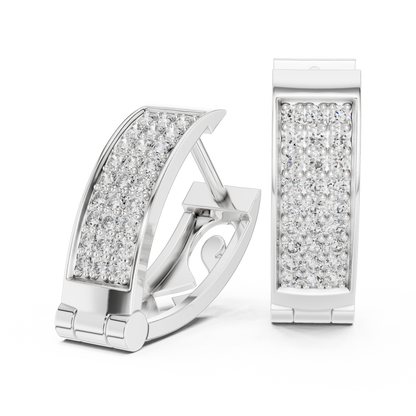 Triple Row Pave Round Lab Grown Diamond Hoop Earrings