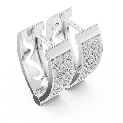 Triple Row Pave Round Lab Grown Diamond Hoop Earrings
