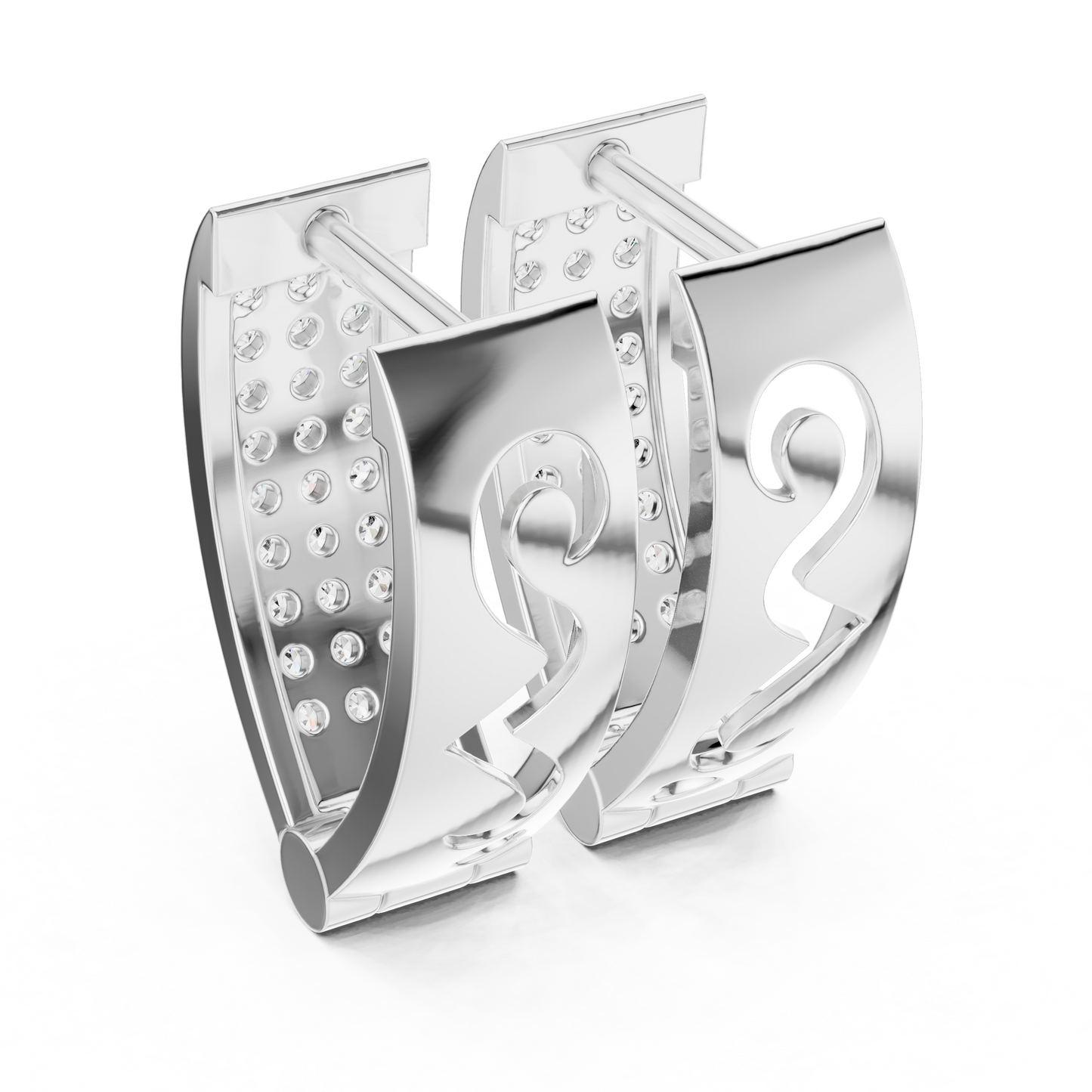 Triple Row Pave Round Lab Grown Diamond Hoop Earrings