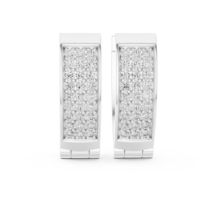 Triple Row Pave Round Lab Grown Diamond Hoop Earrings