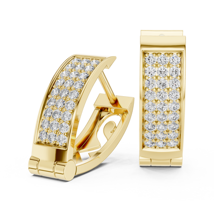 Triple Row Pave Round Lab Grown Diamond Hoop Earrings