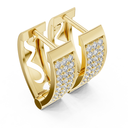 Triple Row Pave Round Lab Grown Diamond Hoop Earrings