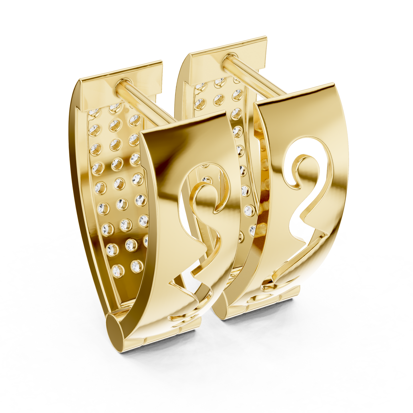 Triple Row Pave Round Lab Grown Diamond Hoop Earrings