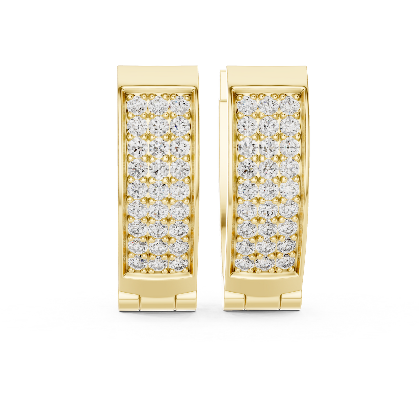 Triple Row Pave Round Lab Grown Diamond Hoop Earrings