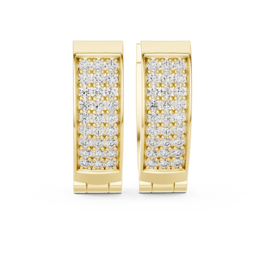 Triple Row Pave Round Lab Grown Diamond Hoop Earrings