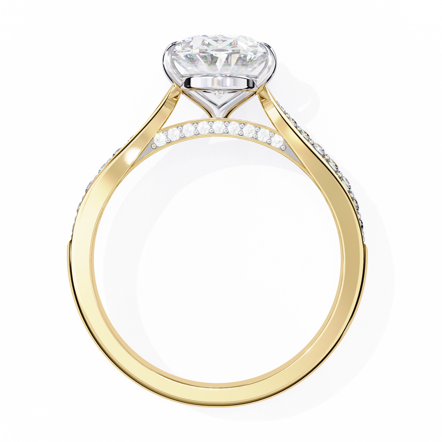 3.55 Ct Oval Cut Lab Grown Diamond Pave Gold Engagement Ring