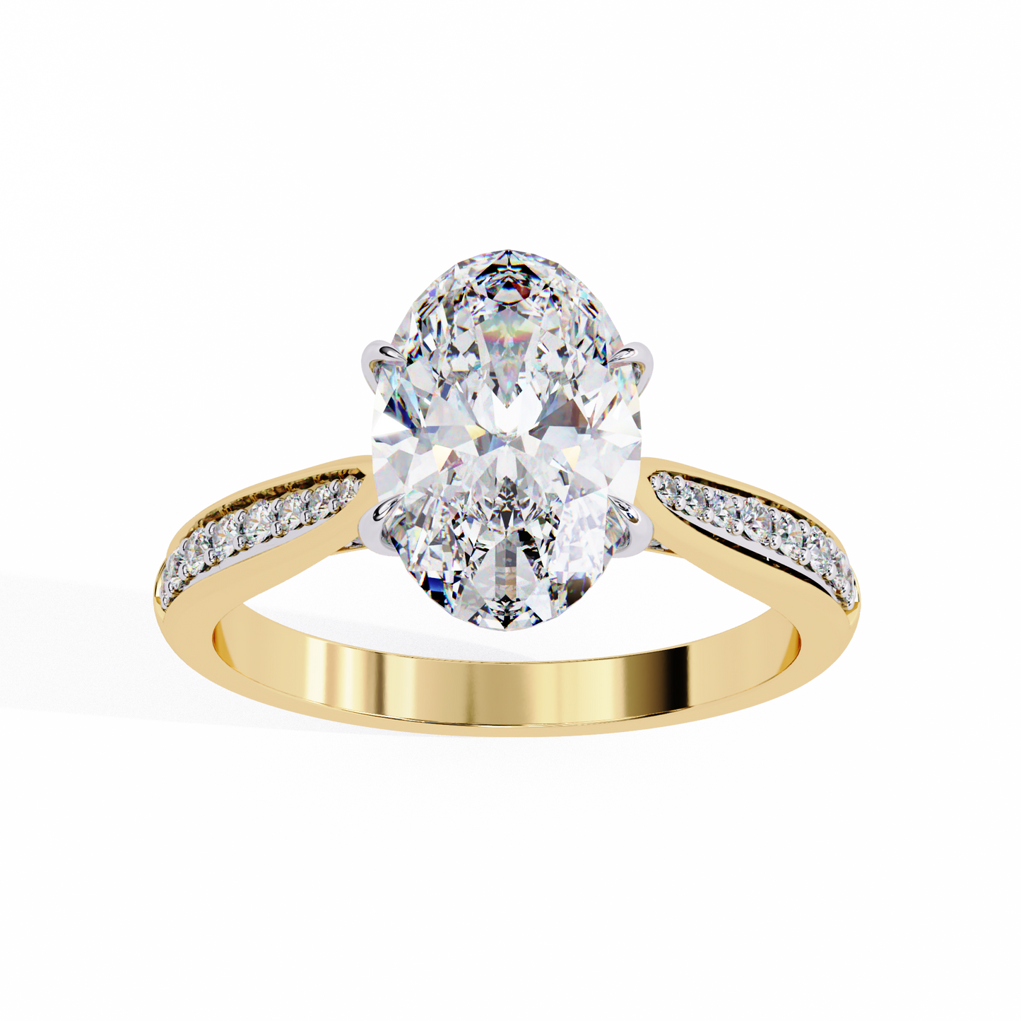 3.55 Ct Oval Cut Lab Grown Diamond Pave Gold Engagement Ring