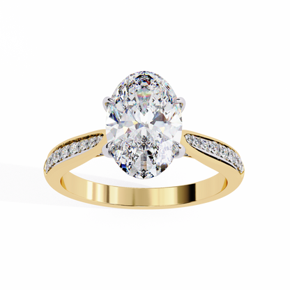 3.55 Ct Oval Cut Lab Grown Diamond Pave Gold Engagement Ring