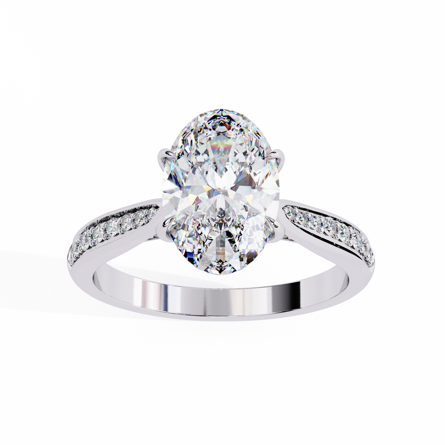 3.55 Ct Oval Cut Lab Grown Diamond Pave Gold Engagement Ring