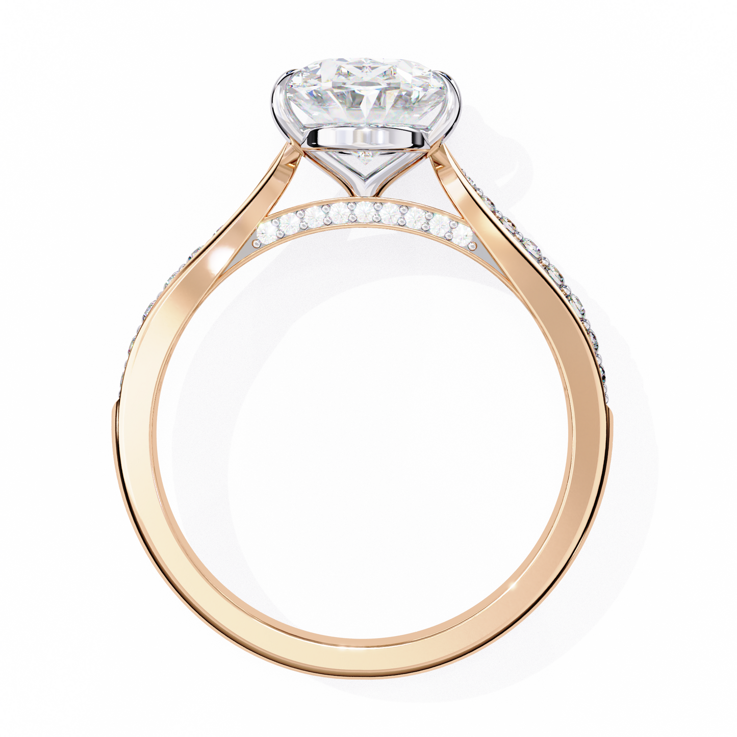 3.55 Ct Oval Cut Lab Grown Diamond Pave Gold Engagement Ring