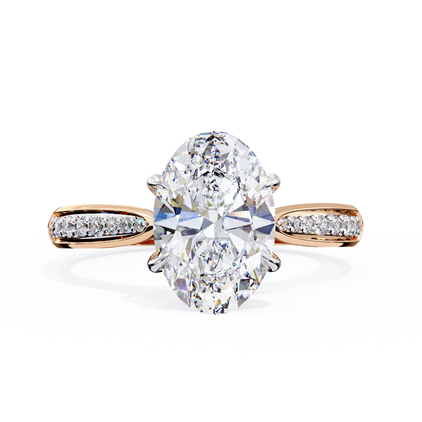 3.55 Ct Oval Cut Lab Grown Diamond Pave Gold Engagement Ring