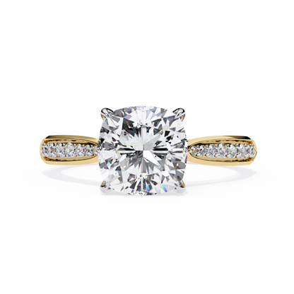 1.5 Ct Cushion Cut Lab Grown Diamond Pave Gold Engagement Ring