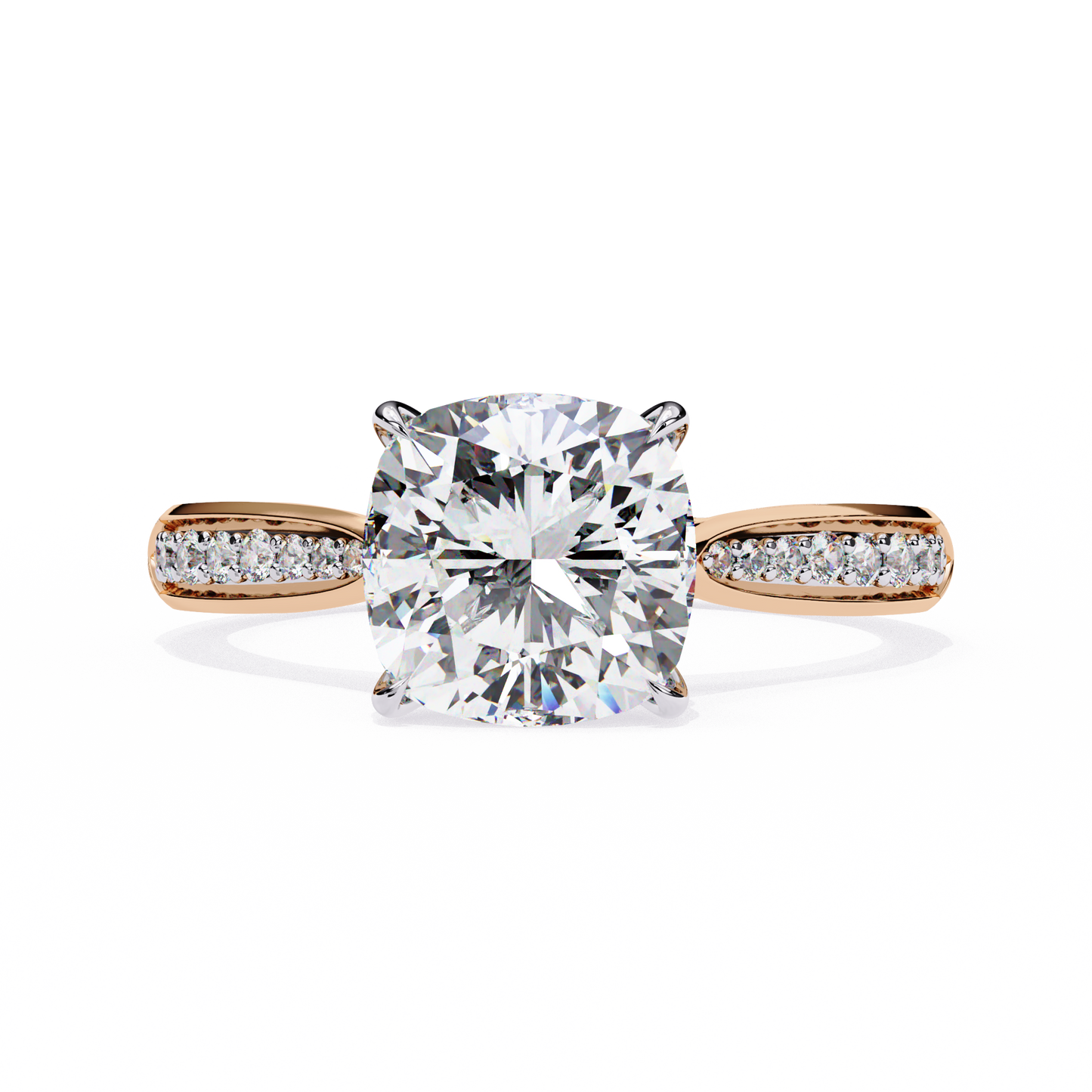 1.5 Ct Cushion Cut Lab Grown Diamond Pave Gold Engagement Ring