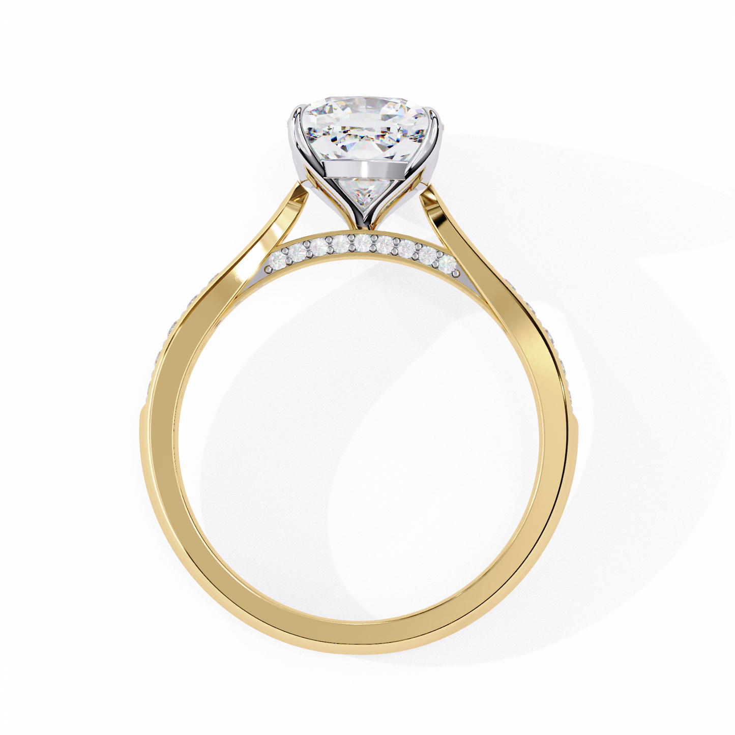 1.5 Ct Cushion Cut Lab Grown Diamond Pave Gold Engagement Ring