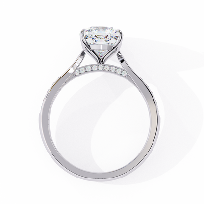 1.5 Ct Cushion Cut Lab Grown Diamond Pave Gold Engagement Ring