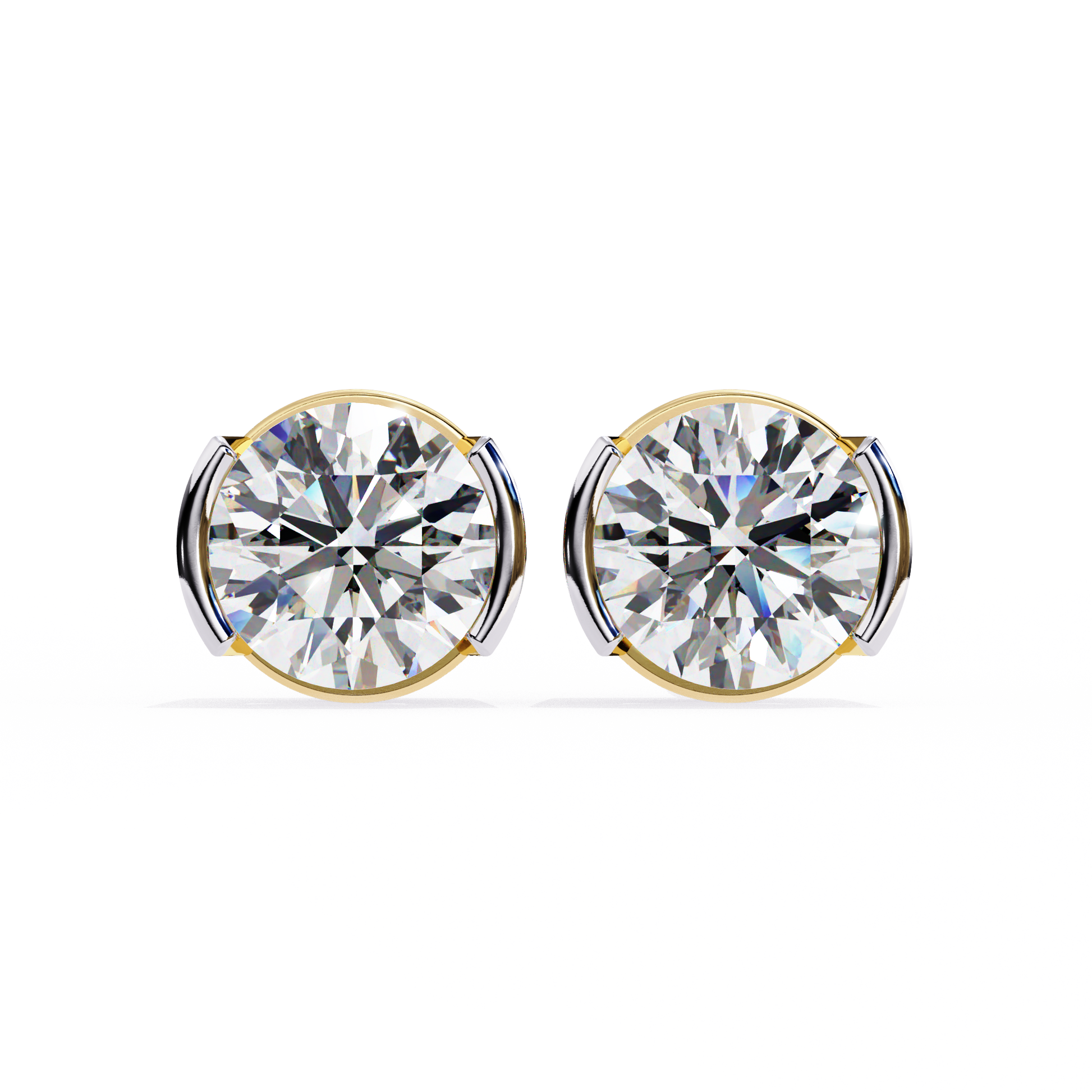 1.0 Ct Round Cut E/VS Lab Grown Diamond Stud Gold Earring