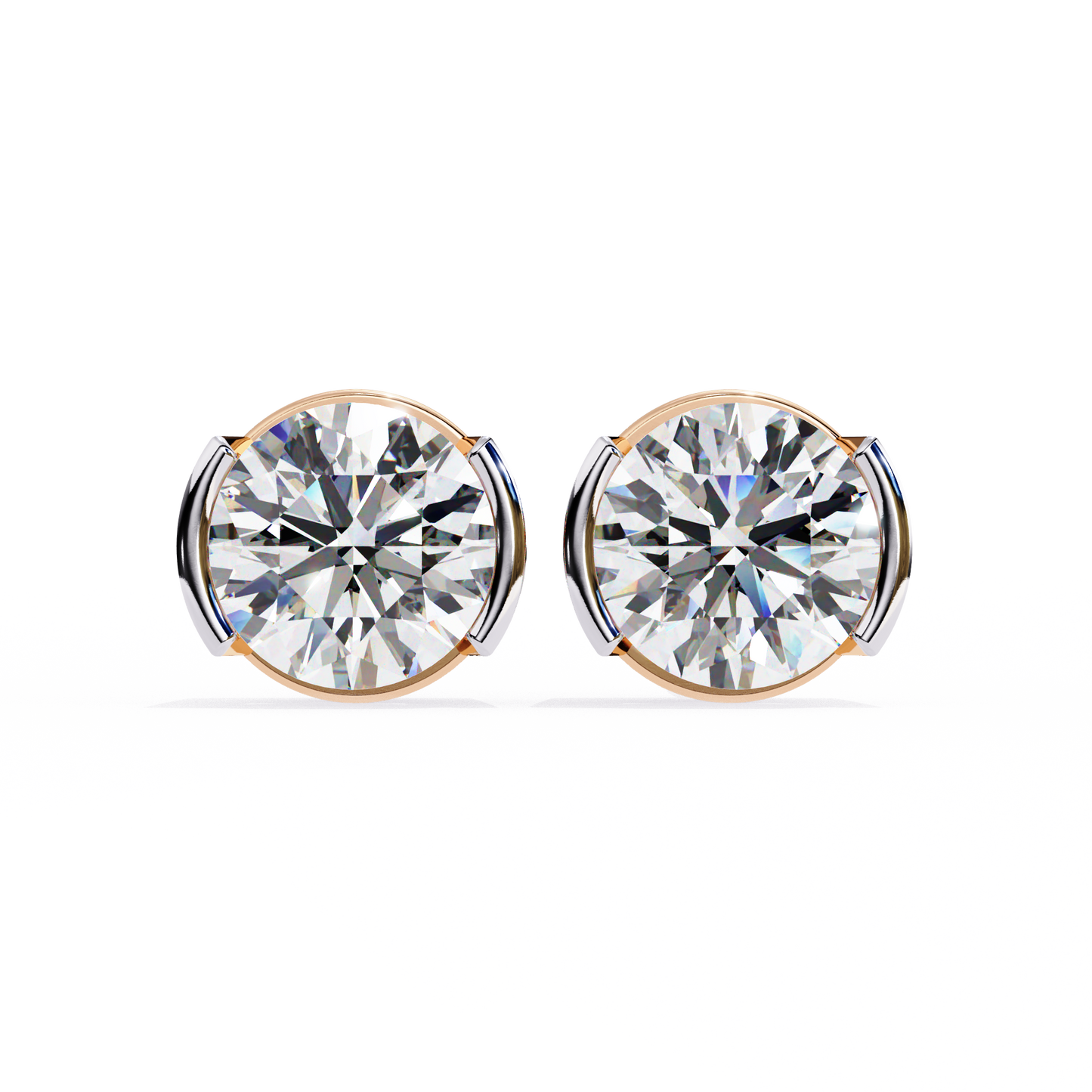 1.0 Ct Round Cut E/VS Lab Grown Diamond Stud Gold Earring