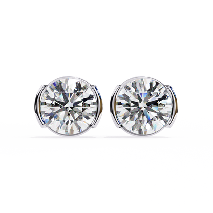 1.0 Ct Round Cut E/VS Lab Grown Diamond Stud Gold Earring