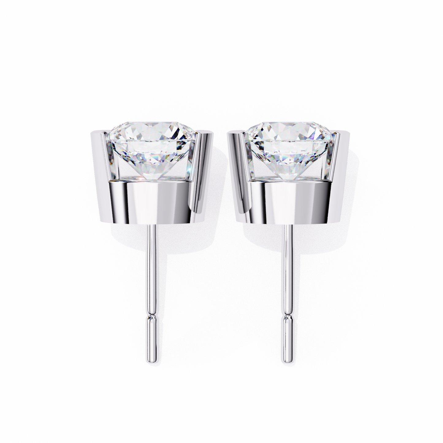 1.0 Ct Round Cut E/VS Lab Grown Diamond Stud Gold Earring