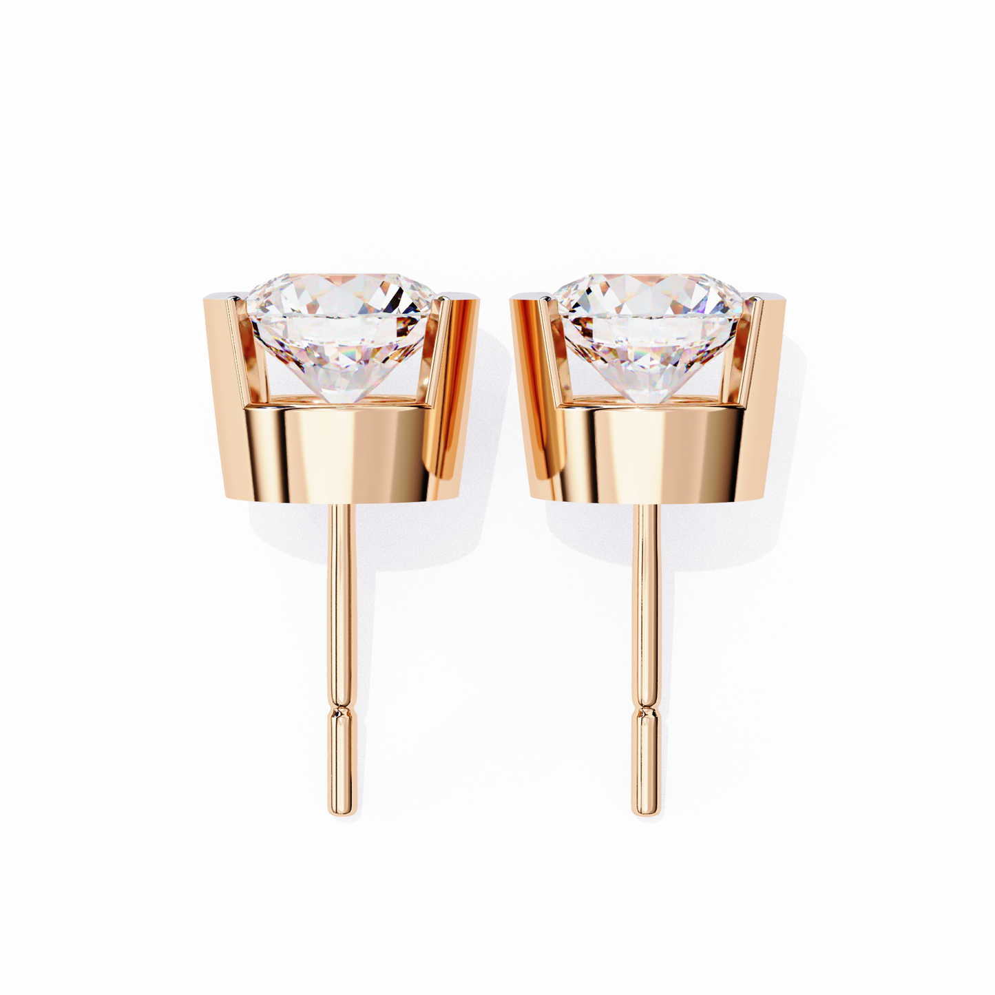 1.0 Ct Round Cut E/VS Lab Grown Diamond Stud Gold Earring