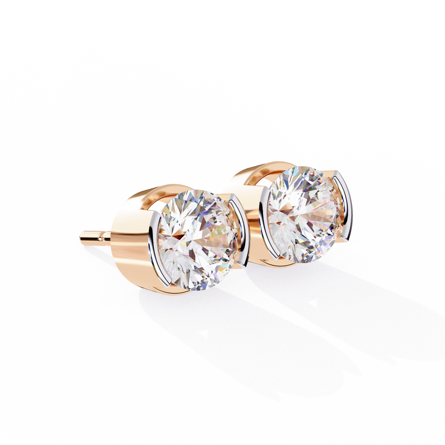 1.0 Ct Round Cut E/VS Lab Grown Diamond Stud Gold Earring