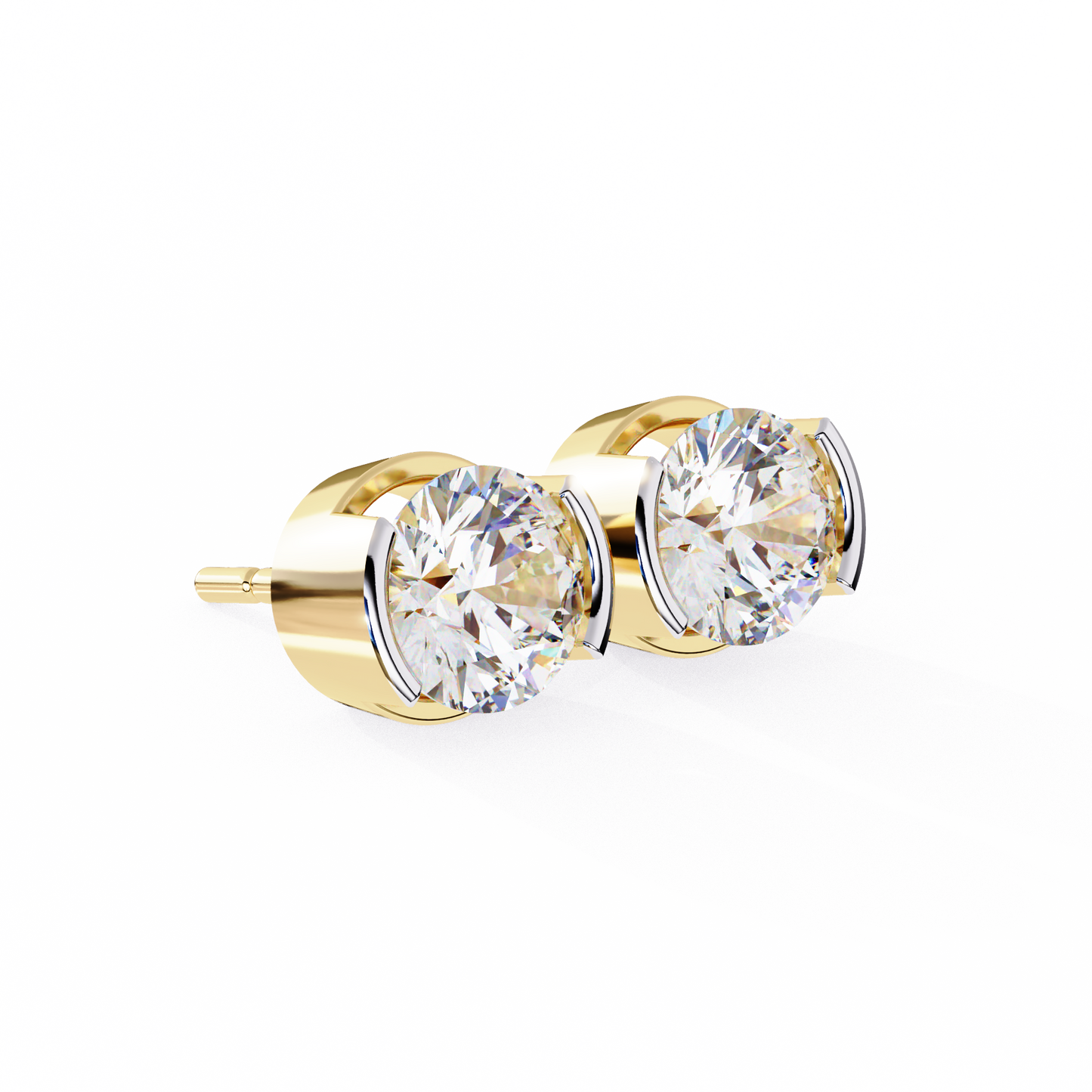 1.0 Ct Round Cut E/VS Lab Grown Diamond Stud Gold Earring