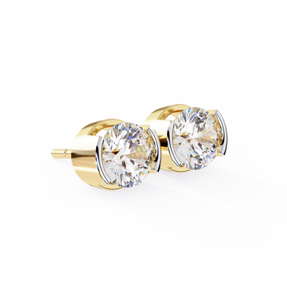 1.0 Ct Round Cut E/VS Lab Grown Diamond Stud Gold Earring