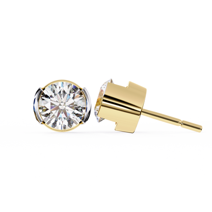 1.0 Ct Round Cut E/VS Lab Grown Diamond Stud Gold Earring