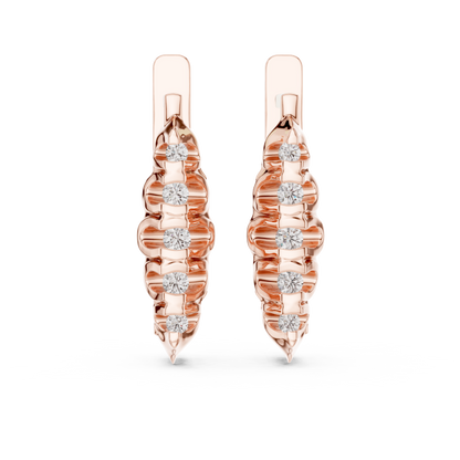 Unique Ribbed Round Lab Grown Diamond Earrings