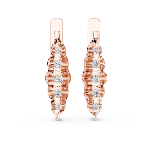 Unique Ribbed Round Lab Grown Diamond Earrings