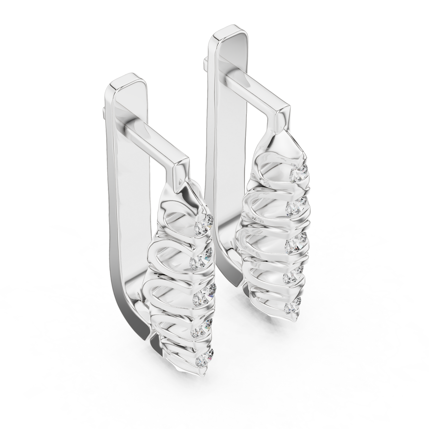 Unique Ribbed Round Lab Grown Diamond Earrings