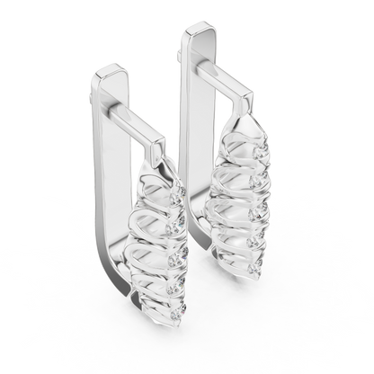Unique Ribbed Round Lab Grown Diamond Earrings