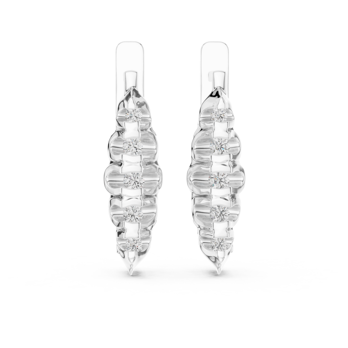 Unique Ribbed Round Lab Grown Diamond Earrings