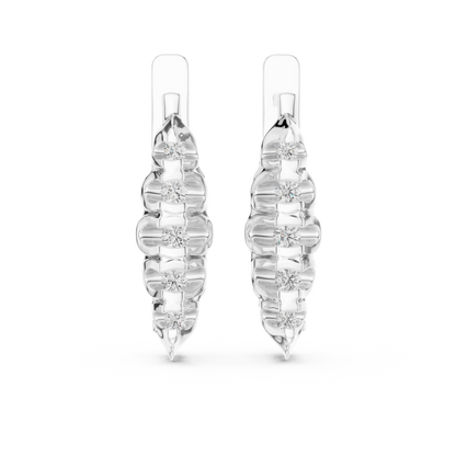 Unique Ribbed Round Lab Grown Diamond Earrings