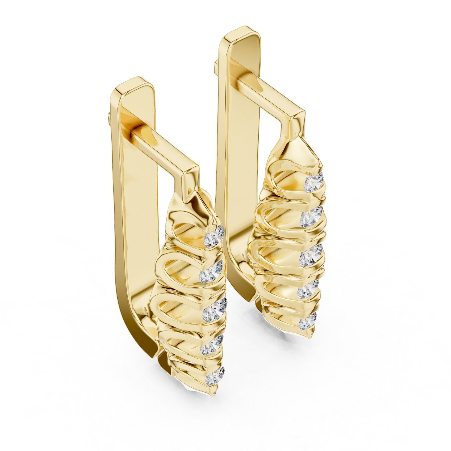 Unique Ribbed Round Lab Grown Diamond Earrings