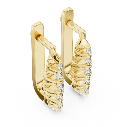 Unique Ribbed Round Lab Grown Diamond Earrings