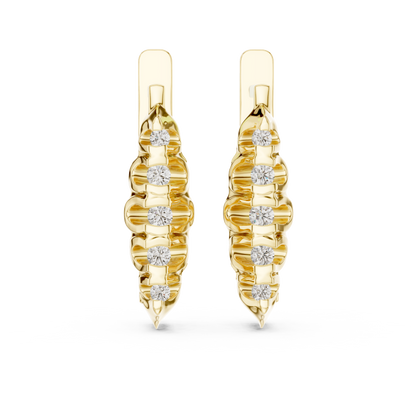 Unique Ribbed Round Lab Grown Diamond Earrings