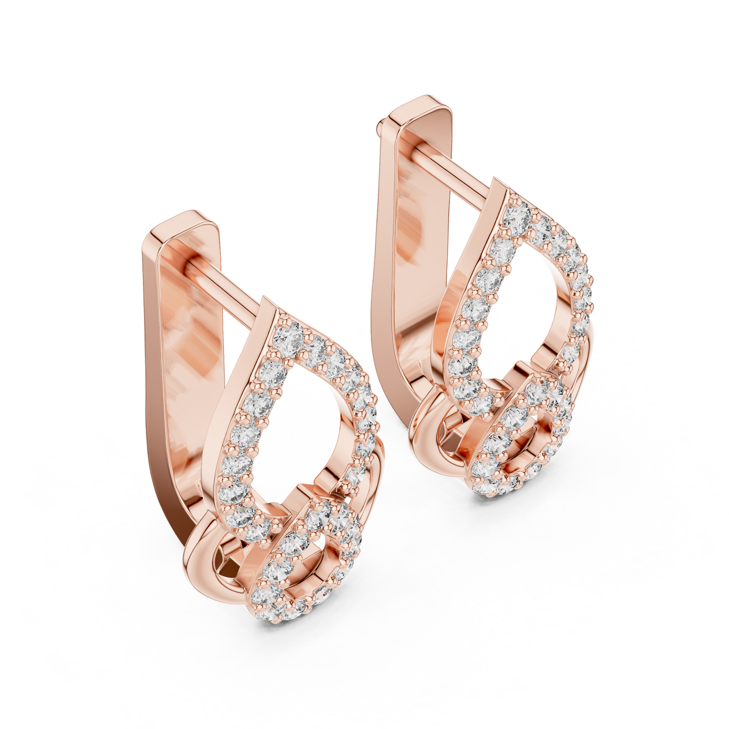 Floral Pear Round Cut Lab Grown Diamond Leverback Earrings